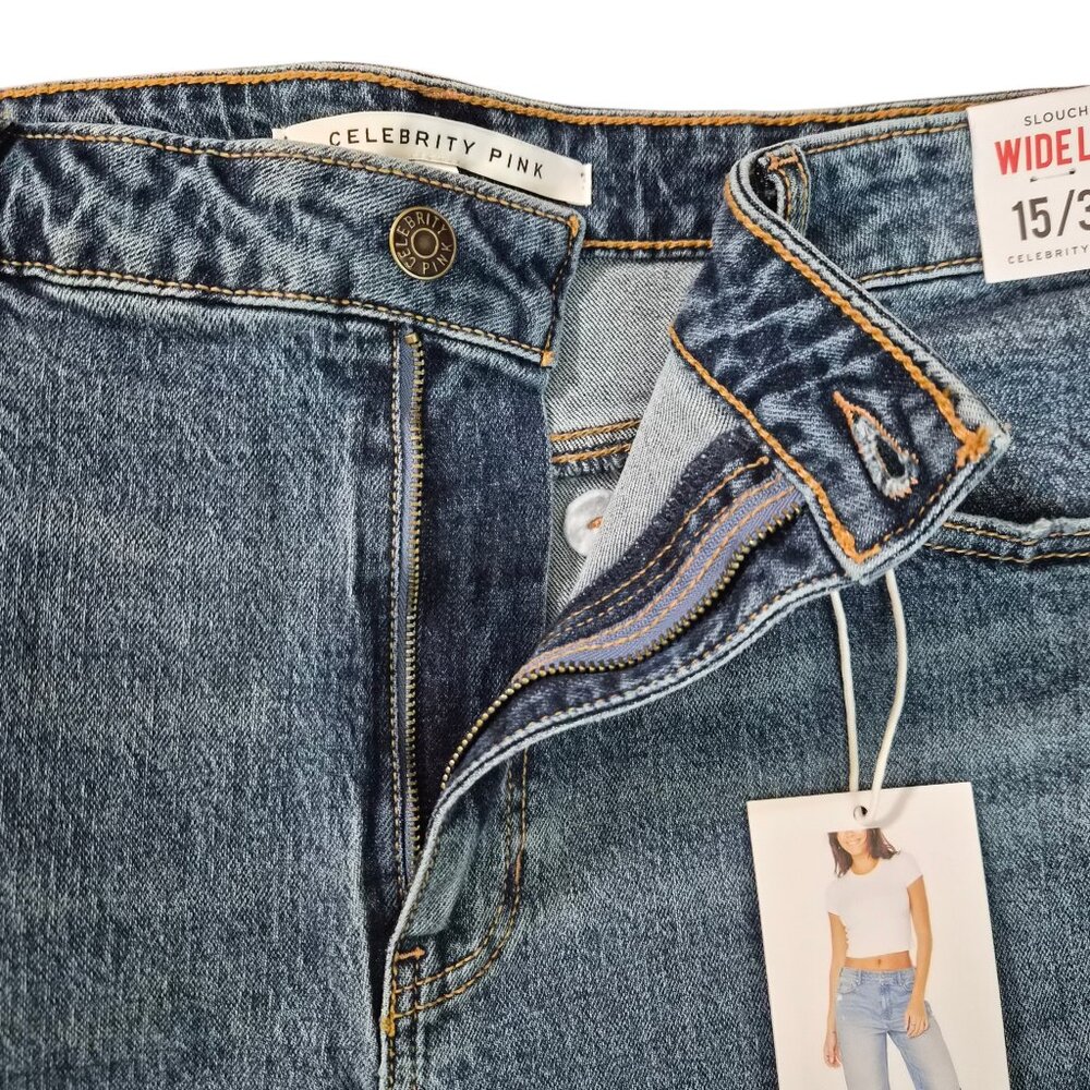 NWT Celebrity Pink Juniors Slouchy Wide Leg Baggy Jeans Size 15/32, 19/34, 21/35 - Picture 8 of 12